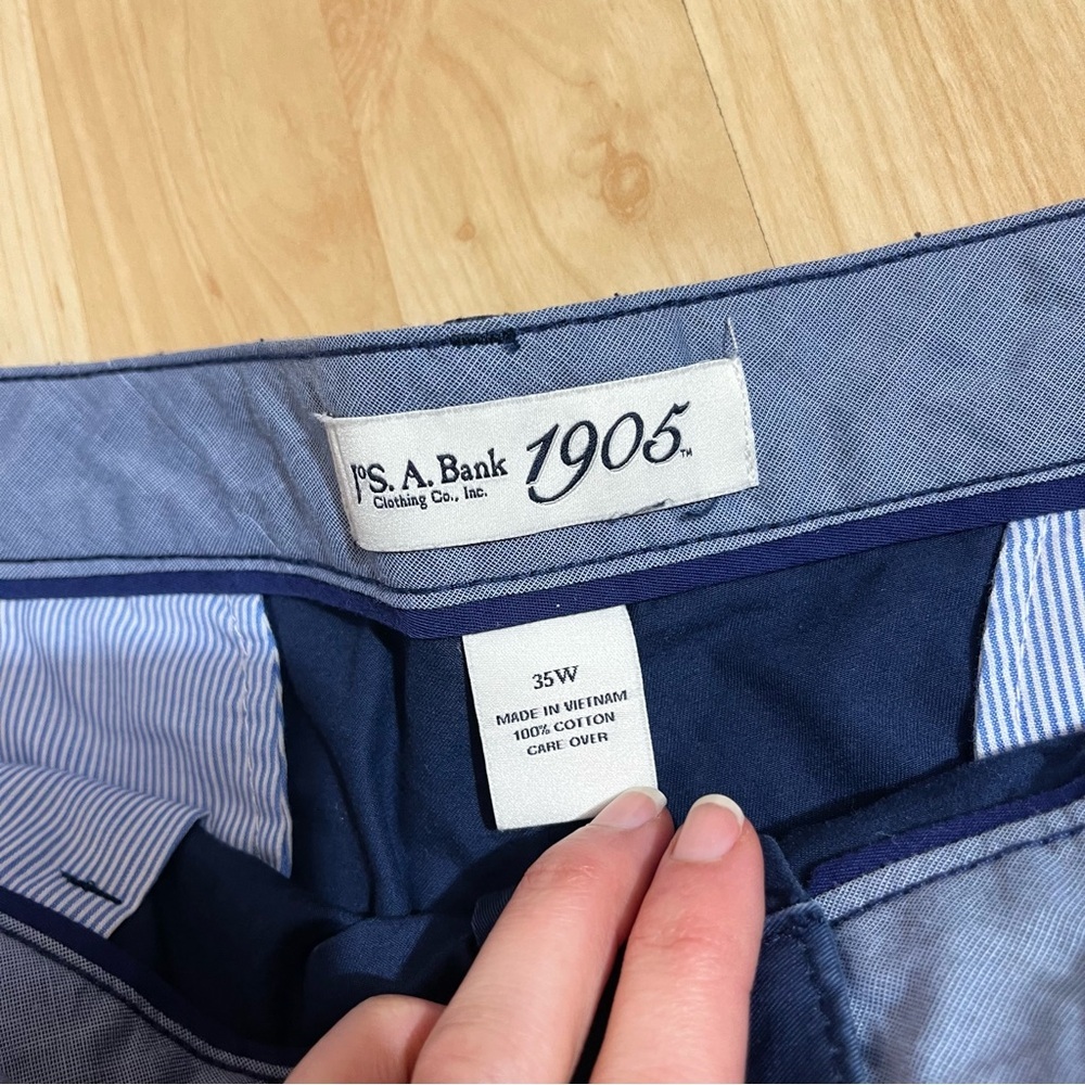 Jos A Bank Men’s Navy Tailored Fit Stretch Twill Shorts Size 35W - Picture 5 of 7